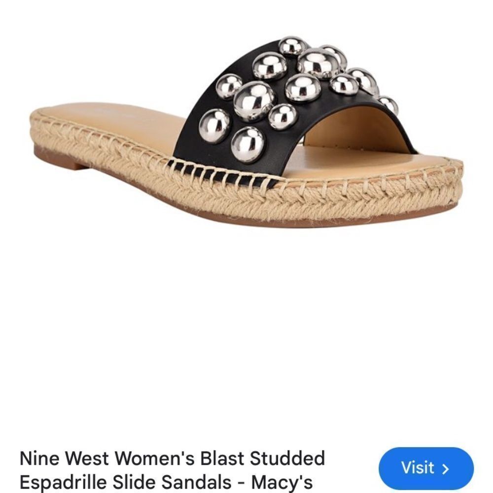 Nine West Blast 3 Studded Flat Espadrille Faux Leather Women’s Shoes Size 8.5 - Picture 4 of 4